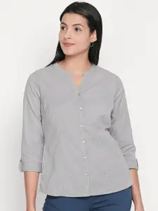 Annabelle by Pantaloons Women Grey Regular Fit Checked Formal Shirt