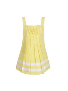 A Little Fable Girls Yellow Striped Smock Dress