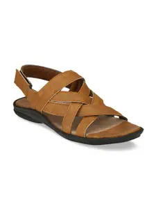 Azzaro Black Men Tan Brown Comfort Sandals