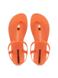 iPanema Women Orange Embellished T-Strap Flats