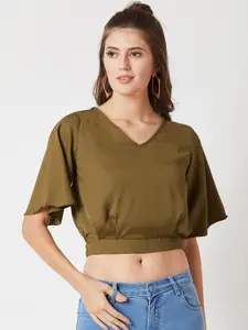 Miss Chase Women Gold-Toned Solid Blouson Top