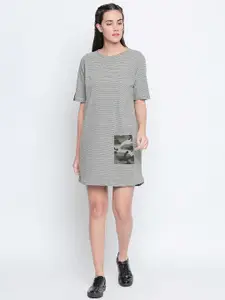Disrupt Women Grey Melange & Black T-shirt Dress