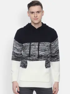 People Men Black & Off-White Self Design Sweater