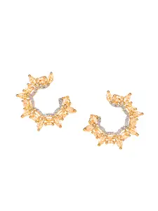 ANIKAS CREATION Gold-Toned & Gold-Toned Circular Half Hoop Earrings