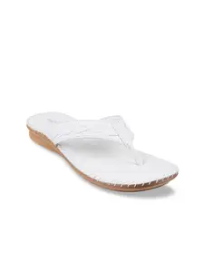 Mochi Women White Solid Open Toe Flats