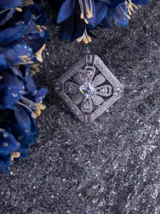 ANIKAS CREATIONS Women Silver-Plated AD-Studded Handcrafted Adjustable Finger Ring