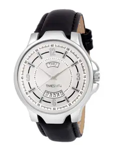 TIMESMITH Men White & Steel-Toned Leather Analogue Watch TSC-080