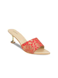 VALIOSAA Women Red Woven Design Heels
