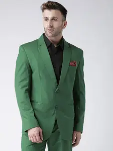 Hangup Men Green Solid Single Breasted Regular Fit Formal Blazer
