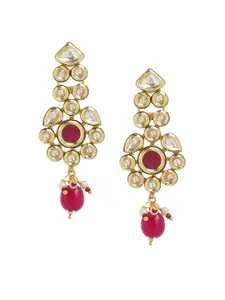 Bamboo Tree Jewels Gold-Toned & Red Handcrafted Contemporary Drop Earrings