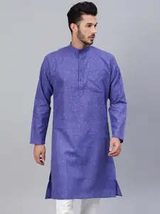 SOJANYA Men Blue Solid Straight Kurta