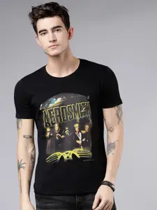LOCOMOTIVE Men Black Printed Round Neck Slim Fit T-shirt
