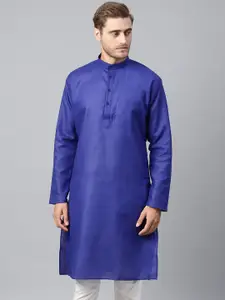 SOJANYA Men Blue Solid Straight Kurta