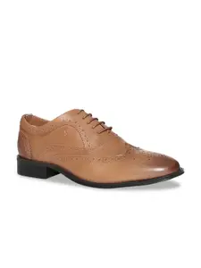 Arrow Men Brown Solid Wingtip Leather Oxford Shoes
