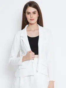 Zastraa Women White Solid Coat with Shorts