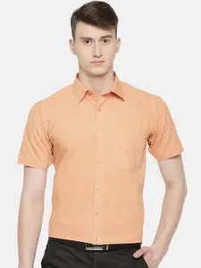Jansons Men Orange Regular Fit Solid Formal Shirt