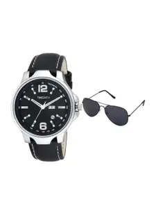 TIMESMITH Men Black Analogue Watch With Free Aviator Sunglasses TSC-028-WMG-002