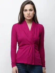 Cation Women Magenta Solid Wrap Top