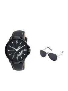 TIMESMITH Men Black Analogue Watch With Free Aviator Sunglasses TSC-038-WMG-002