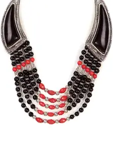 Bamboo Tree Jewels Gold-Toned & Black Metal Handcrafted Necklace