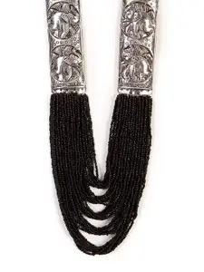 Bamboo tree jewels Women Black and Silver-Toned Multistranded Handcrafted Necklace