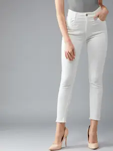 DOLCE CRUDO Women White Skinny Fit High-Rise Clean Look Stretchable Jeans