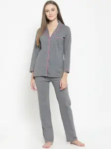 Claura Women Grey Night suit