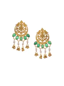 Silvermerc Designs Women Gold-Plated Green Contemporary Drop Earrings