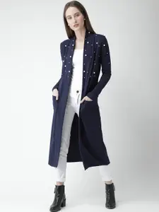 KASSUALLY Women Blue Embellished Open Front Shrug