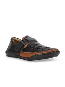 SHENCES Men Black Solid Comfort Sandals