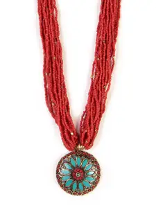 Bamboo Tree Jewels Bamboo tree Red Multistranded Handcrafted Necklace