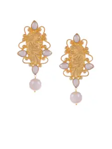 Silvermerc Designs Gold-Plated & White Pearl Embellished Handcrafted Classic Drop Earrings