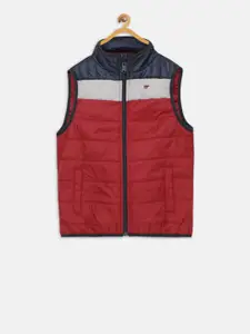 t-base Boys Red Colourblocked Lightweight Jacket