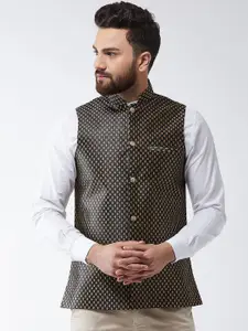 SOJANYA Black & Gold Printed Nehru Jacket