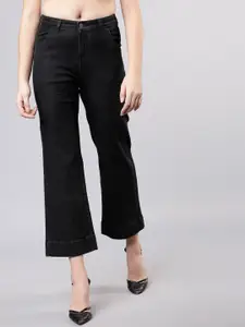 Tokyo Talkies Women Black Bootcut Mid-Rise Clean Look Jeans