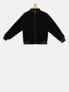 t-base Boys Black Solid Lightweight Jacket