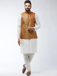 SOJANYA Men Off-White Solid Kurta Set