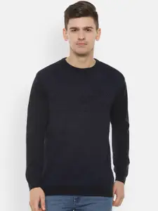 Allen Solly Sport Men Navy Blue Self Design Sweater