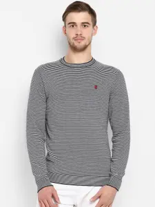 Red Tape Men White & Navy Blue Striped Sweater