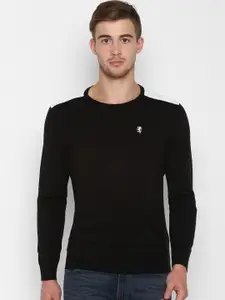 Red Tape Men Black Solid Sweater