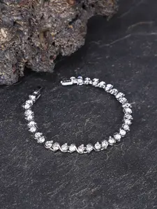 Shining Diva Fashion Women Silver-Plated CZ-Stoned Studded Antique Charm Bracelet