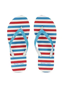 United Colors of Benetton Women Red & Blue Striped Thong Flip-Flops