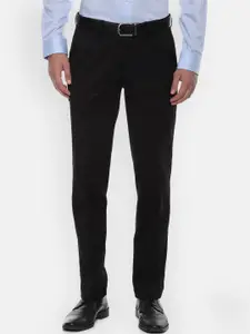 Louis Philippe Men Black Slim Fit Solid Formal Trousers