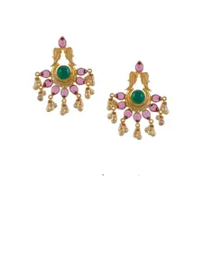 Silvermerc Designs Women Gold-Plated Green Sterling Silver Handcrafted Drop Earrings