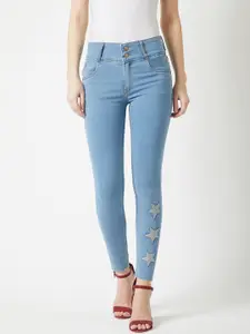 Miss Chase Women Blue Skinny Fit High-Rise Clean Look Stretchable Jeans