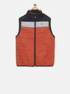 t-base Boys Orange Colourblocked Lightweight Jacket