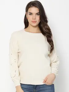 Gipsy Women Beige Solid Sweater