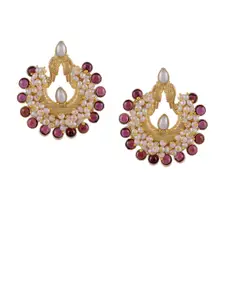 Silvermerc Designs Women Burgundy Gold-Plated Sterling Silver Handcrafted Earrings