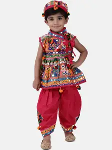BownBee Boys Pink Embroidered Kurta with Dhoti Pants