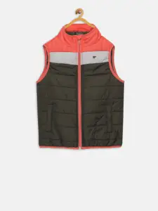 t-base Boys Olive Green Colourblocked Lightweight Jacket